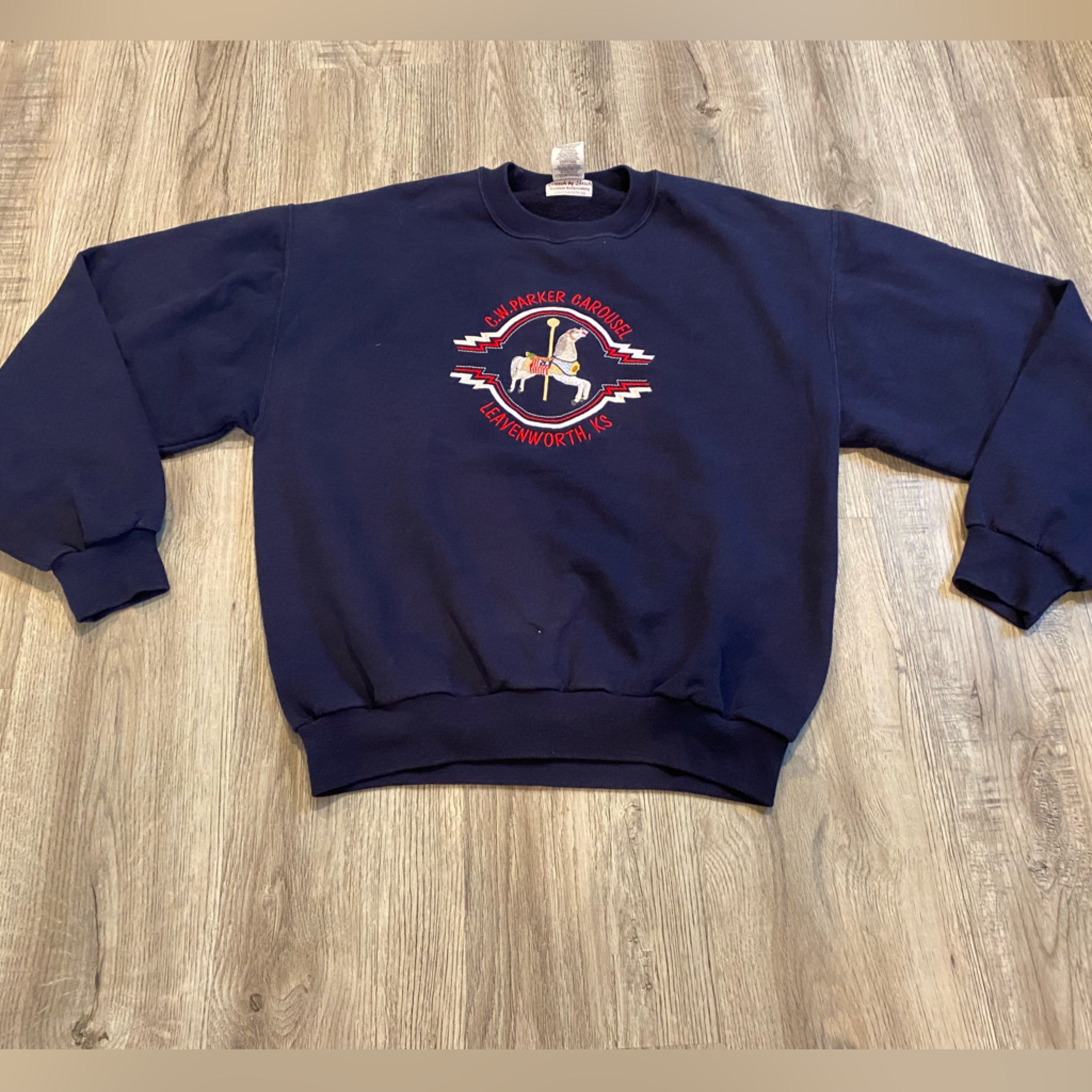 Vtg Leavenworth Kansas Blue Jerzees Crew Neck Size Medium